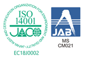 ISO14001認証登録マークおよびJAB認定シンボル